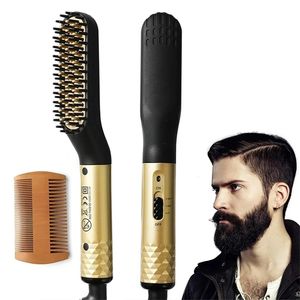 Escova de pente de cabelo profissional alisador de barba de alisão multifuncional Ferramentas de estilo de aquecimento rápido Y240423