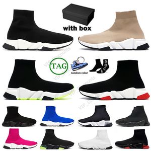 With box Designer Socks Casual Shoes Platform Mens Womens Mesh Knit Speed 2.0 1.0 Trainer Triple Black White Paris Boots Runner Sneakers Tennis Loafers Free Shipping