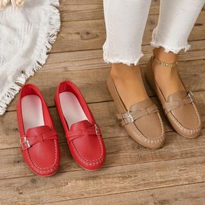Sapatos casuais moda plus size ladies mocassins 2024 Autumn macio e confortável feminina cor sólida de cor simples caminhada