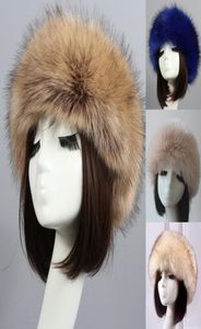 Berets y Russische Kunstpelzkappen Winter elastischer Ohrschützer Turban dicke pelzige Haarband Frauen Stirnband Hut im Freien Skihats97778762