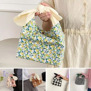 Storage Bags Lunch Bag Washable Canvas Box Picnic Tote Eco Cotton Cloth Small Handbag Dinner Container Food