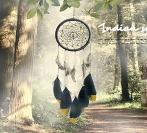 Polvere d'oro fatta a mano Dreamcatcher Fashion Feather Dream Catcher a sospensione Decorazione dell'auto appesa 11 1xr C4296476