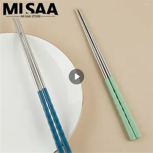 Chopstäbchen Chinesische Edelstahl Hochtemperaturbeständige Haushalts -Küchenzubehör Kontakt Grade 5 Farbe