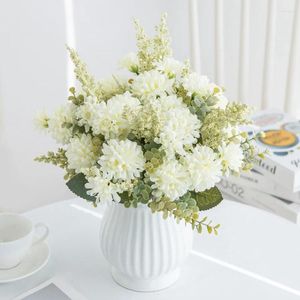 Декоративные цветы искусственное цветочное лавандовое мяч Chrysanthemum Комбинированный букет для домашнего декора Свадебный обеденный стол.