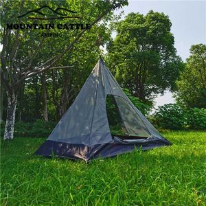 Tents and Shelters Ultralight Pyramid Inner Tent Outdoor Pole less Camping Summer Hanging Grid 1 Person/1-2 People Dual SizeQ240511