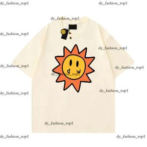 Zeichnen Hemd Gelb Mann Retro Smiley Face Letters Sweatshirt Frauen Angst vor Ess T -Shirt Spring Trend Top High Designer Drawdrew Shirt Sommer Trend kurz 846