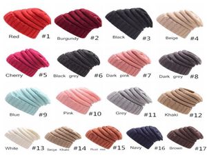 Beanies hats Knitted Bonnet Fashion Visor Cup Girls Women Winter Warm Hat Weave Gorro Hat Casual Beanies 17 Colors4371093