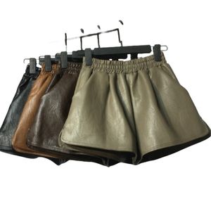 Designer Big girls PU leather shorts old kids Elastic waist short pants autumn children loose casual shorts S1370
