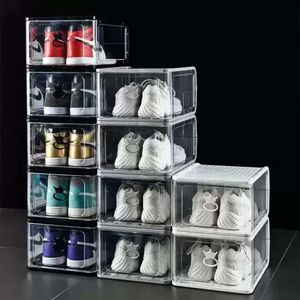 Detachable Plastic Box Large Shoe Hard Folding Stackable Shoes Organizer Bins Storage Dust-Proof Cabinet Thickened Transparent Moistureproof Fy5403 s