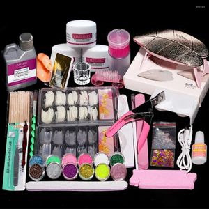 Nail Art Kits Acrylic Powder Kit Set With Lamp Glue Glitter Tips Tool