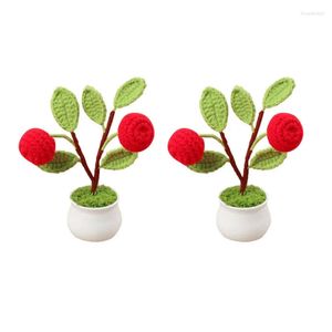 Small Wedding Party Flowers 1Pc Decorative Crochet Flower Desktop Decor Potted Plants Creative Gift Artificial Tree Home Living Room