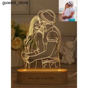 Night Lights Personalized 3D photo lights night lights text customization bedroom LED night lights wedding anniversary Mothers Day gift S240513