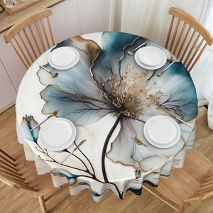 Table Cloth 1 Pack Marble Floral Print Home Kitchen Living Room Round Dustproof Tablecloth Holiday Party Dinner Decoration Accessories