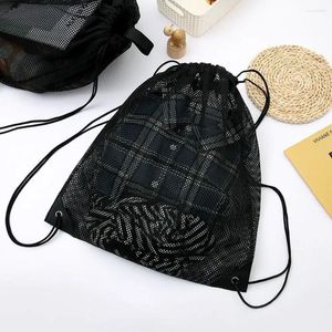 Storage Bags Beach Portable Multifunctional Basketball Shoulder Backpack Pull Rope Bundle Pocket Drawstring Mesh Bag