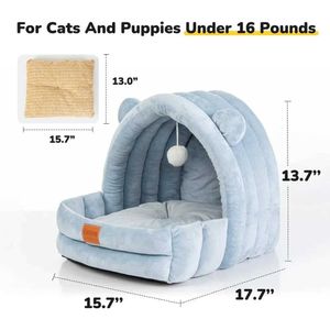 猫のベッド家具屋内猫ベッド4シーズン猫の穴ソフト高品質の非スリップコットンキャットベッドリバーシブルクッション付き