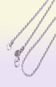 Розничная торговля целым 925 серебряным ожерельем Женское ожерелье 2 мм 16 18 20 22 24 -дюймовая веревка -цепь Ювелирных изделий Accesorie1892092
