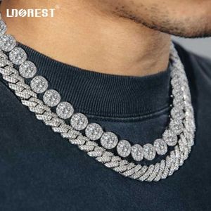 Tennis Mens Womens Rings 13mm Round Cuban Chain Necklace Tennis Chain Jewelry Ice Shine Miami Cuban Chain Necklace Hip Hop Jewelry d240514