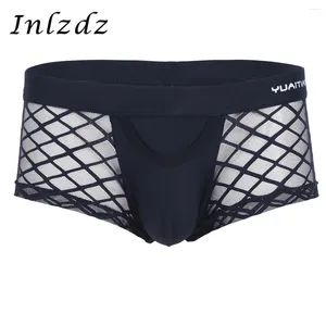 Underpants Mens Lingerie Mesh Gridding Gay Underwear See-through Sexy Panties Bulge Pouch Boxer Briefs Exotic