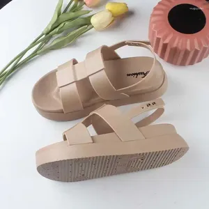 Dress Shoes Women's Summer One Word Wedges Slip-On Sandals Thick Sole Non Slip Outdoor Beach Elevator
