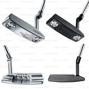 Golf Club Scotty Golf Putter Black and Silver Putter Special Newport 2 Lucky Four-Leaf Clover Skull Mönster Flera stilar att välja mellan gratis klubbhuvudskydd 736