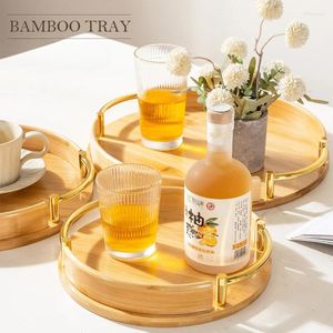 Piatti moderni semplici vassoio di bambù rotondo piatto di frutta prodotti per la casa set da tè dessert manico