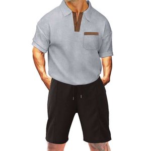 Waffelanzug, neue Sommer-Kurzfilm-Shorts von Summer Style Herren-Kurzschläfen zweiteiler Casual Sports-Set mit M514 48