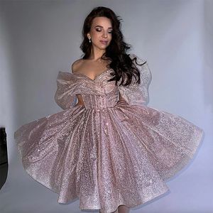 Eightree Sexy A-Line Mini Graduation Dresses Off The Shoulder Glitter Homecoming dress Cocktail Gowns Boho Beach Bridal Prom Dress Plus Size