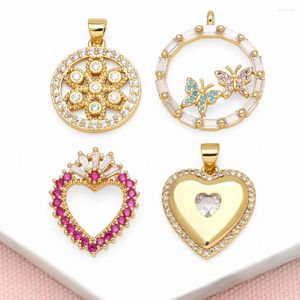 Colares pendentes Ocesrio fuchsia Crystal Heart para jóias de anel de borboleta de ouro com ouro jóias de anel CZ PDTB554