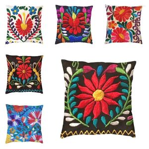 Cuscino Fiori di ricamo spagnolo messicano Copri la casa decorativa di stampa 3d decorativa tradizionale custodia per lancio tessile