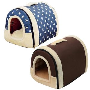 Folding Plush Dog House Puppy Pet Large Medium Indoor Dog Bed cabriolet Soffa Kennel Tapisseries Pet Supplies Hus Habitats 240507