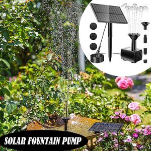 Decorações de jardim 1.5W Bomba solar -solar com 2 estacas 7 bico de água kit ao ar livre para lagoa de banho de pássaros