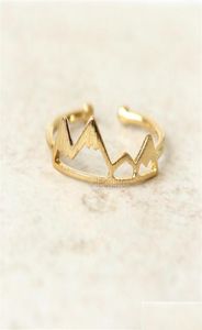 Bandringar 10st Gold Sier Handmade Mountain Peak Ring Top Valley Jewelry Gift for Friends Drop Delivery Dhgarden Dhifp8468434