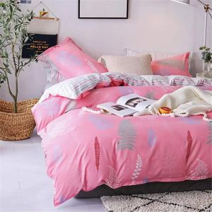 Bedding Sets Flower Print Cotton Duvet Cover Set Pink Housse De Couette Soft Floral Comforter For Children Teens Adults