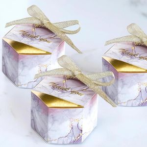 Gift Wrap 50PCS Small Party Oxes Wedding Favors Boxes Marble Mini Thank You With Glitter Gold Bow Ribbon