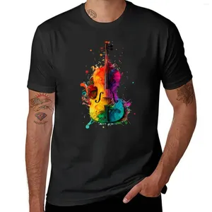 Herrtankstoppar Joy of Music Collection - Rainbow Cello T -shirt Blus Blacks Slim Fit T Shirts For Men