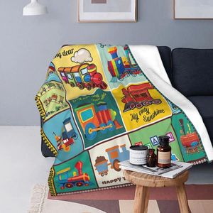 Cobertores Happy Coal Train Greatest Presente para neto Blanket Fleece Printed Express Love Plaid Plaid Plaid Home Bedroom Quilt