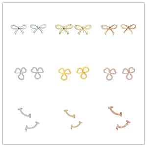 Earrings, fashion jewelry designer T-shaped earrings, bow, clover classic minimalist style, feminine charm bracelets, the best gift