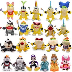 Fyllda plyschdjur 30 Styles Cartoon Broser Jr Princess Mushroom Bowser Koopngs Iggy Lemmy Koopa Bros Plush Toys Stuffed Animal Doll Gifts T240513