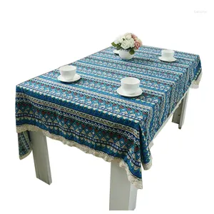 Table Runner Tovaglia per la cena in pizzo Blu decorativo in stile boemia blu (90 90 cm)