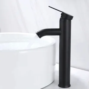 Waschbecken Wasserhähne moderner Becken Wasserhahn schlank und stilvoll für den zeitgenössischen Touch leicht zu installierter Edelstahl schwarz hoch