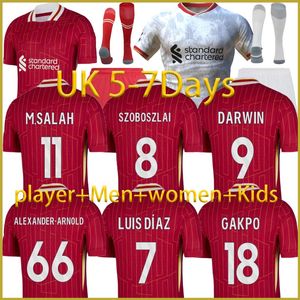 Salah 2024 The Redsmohamed Darwin Season Soccer Maglie Red Fan Player 24 25 Shirt Football UNIFICHE BAMBINI SPECIALE HOME ROSSO ROSSO TERZO BLLIVO SET LIVE RPS