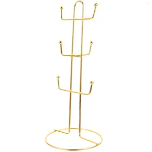 Kitchen Storage Coffee Cup Holder Gold Mug Tree Organizer Bar Counter Accessory Iron Supply Stand Tea Pantry