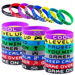 Favor de festa 10pcs/lot Silicone Bracelet Birthday Favors Multiple Color Funny Bracelets Happy Game Theme Supplies Kids