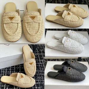 Nuovi Muli all'uncinetto Muli Muli Naturali Colori Naturali Sandali Mule Sandalo Triangolo Sandalo Flat Slompoo Placcudi Casual Mule Mule Summer Muli Beach Mule