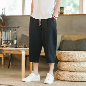 Pantaloni maschili di alta qualità Harlan Trendy Summer Cropped Land Linen 2043 Casual