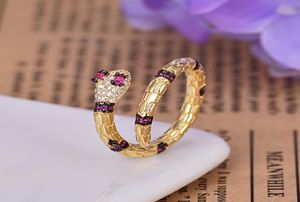 European and American ne zircon gold color opening Ring snake fashion ring holiday party gift ornament ZK402873049