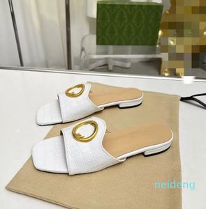 مصمم -Summer Sliper Women's Blondie Flip Flops Slides Slippers Slippers Mours Flattie مسطح الكعب