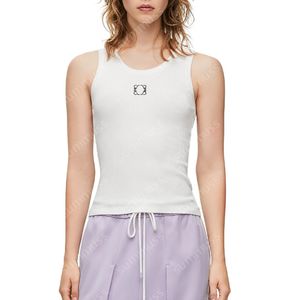 3色の女性デザイナークロップトップ高級タンクアナグラムコットンカジュアル刺繍のノースリーブTシャツ