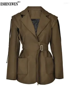 Abiti da donna eshin marrone blazer cintura con cintura da donna grande dimensione manica lunga manica lunga giacca in forma alla moda marea primavera autunno 2024 xf1817