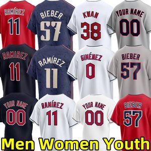 2024 Maglie da baseball guardiani Jose Ramirez Steven Kwan Andres Gimenez Shane Bieber Josh Naylor Amed Rosario Myles Straw Josh Bell Uomo Donna Bambini Jersey personalizzata